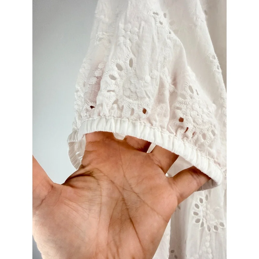 Torrid White Eyelet Cotton‎ Wrap Dress Plus Size 5 Boho Wedding Beachy Classic - Picture 6 of 12